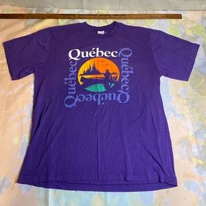 Vintage 90s QUEBEC CANADA single stitch t shirt men's XL Purple See Pics!